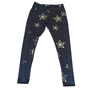 Athletic Works Black and Gold Star Print Leggings - Girls 14-16